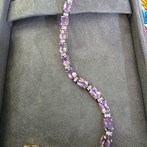 14K Diamond & Amethyst Bracelet